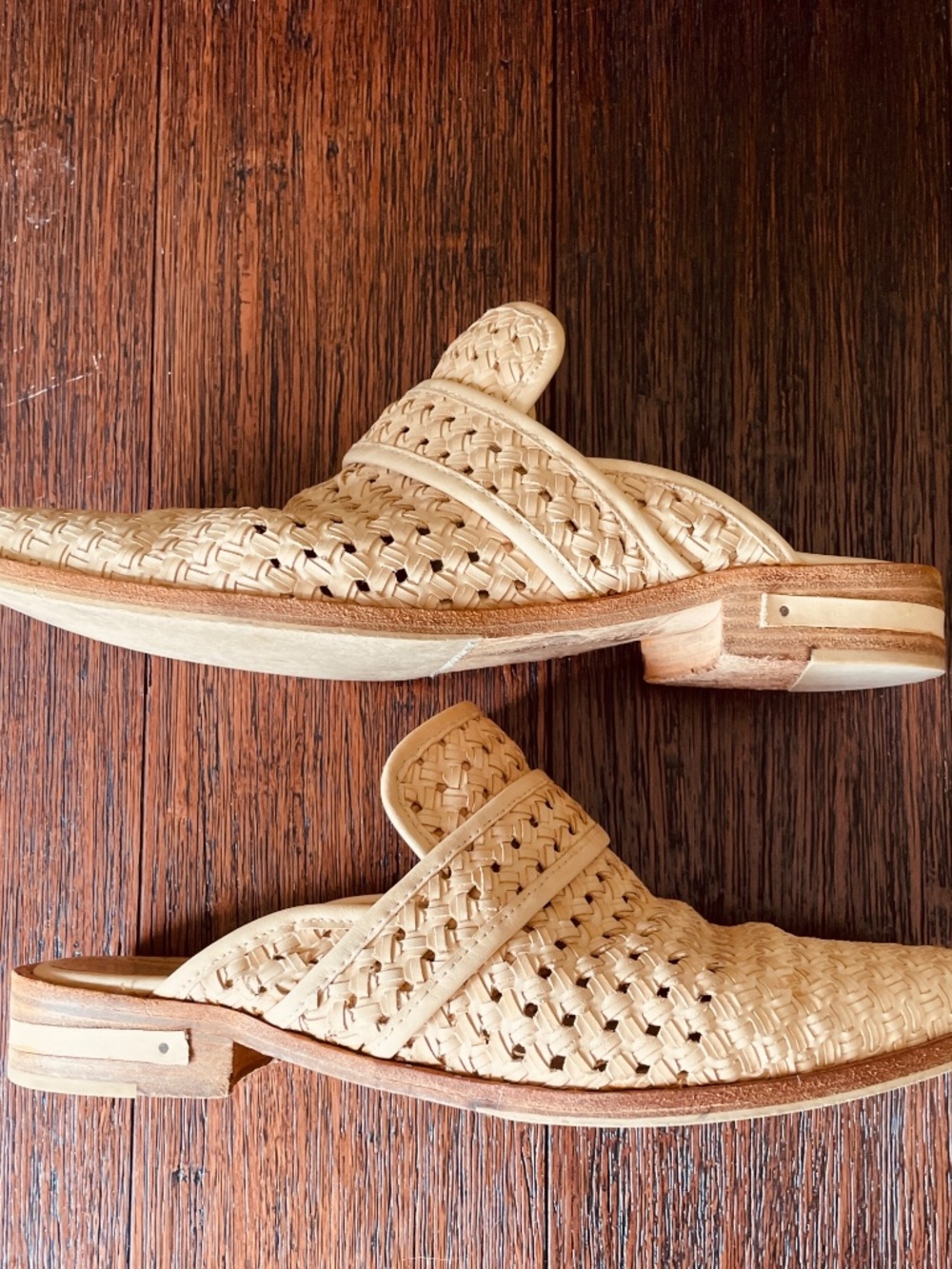 FREDA SALVADOR Keen Mule in Nude Woven Calf - Picture 3 of 5